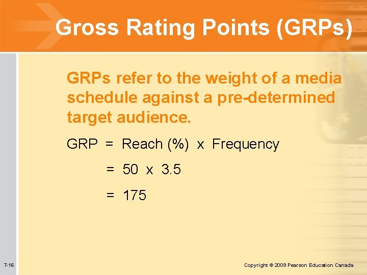 Gross Rating Points (GRPs) GRPs refer to the weight of a media schedule against Gross Rating Points (GRPs) GRPs refer to the weight of a media schedule against
