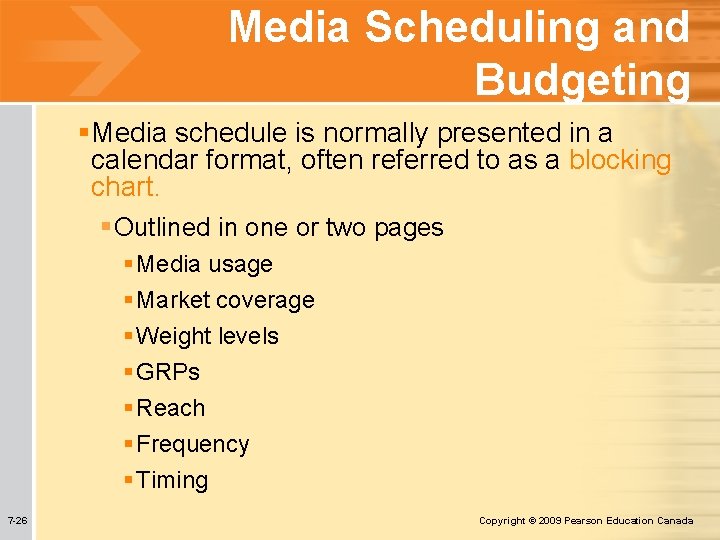 Media Scheduling and Budgeting §Media schedule is normally presented in a calendar format, often Media Scheduling and Budgeting §Media schedule is normally presented in a calendar format, often