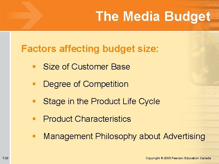 The Media Budget Factors affecting budget size: § Size of Customer Base § Degree The Media Budget Factors affecting budget size: § Size of Customer Base § Degree
