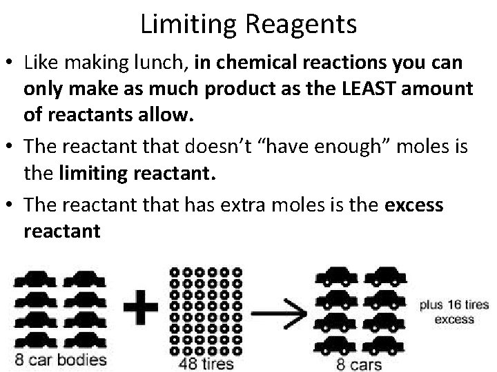 Limiting Reagents • Like making lunch, in chemical reactions you can only make as