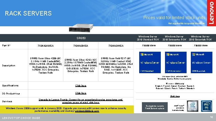 RACK SERVERS Prices valid for limited stock units Not applicable to special discounts Windows