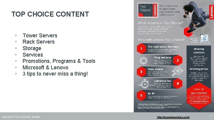 TOP CHOICE CONTENT § § § § Tower Servers Rack Servers Storage Services Promotions,