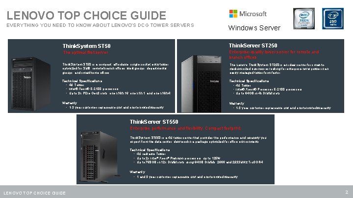 LENOVO TOP CHOICE GUIDE EVERYTHING YOU NEED TO KNOW ABOUT LENOVO’S DCG TOWER SERVERS