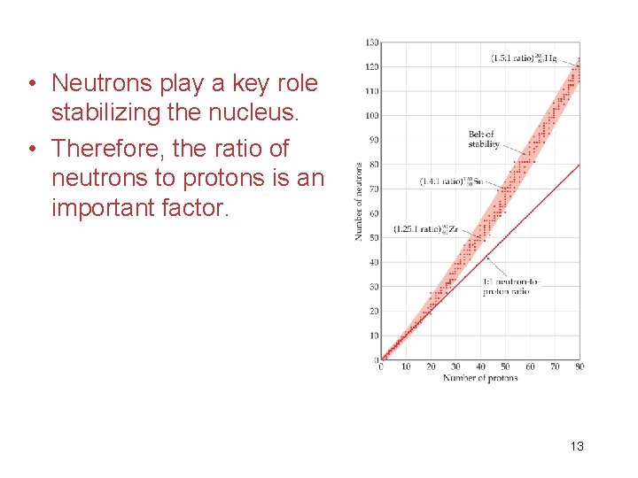  • Neutrons play a key role stabilizing the nucleus. • Therefore, the ratio