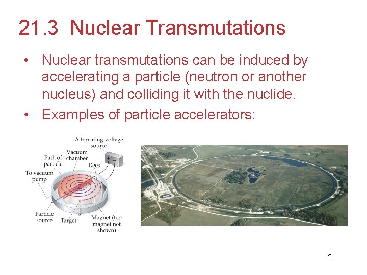 21. 3 Nuclear Transmutations • Nuclear transmutations can be induced by accelerating a particle