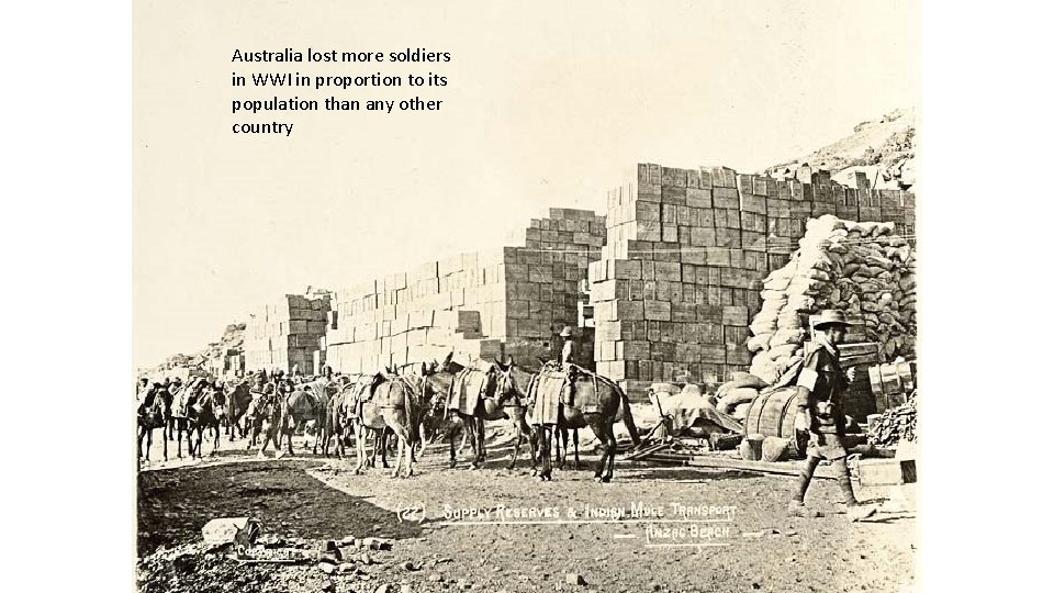 Australia lost more soldiers in WWI in proportion to its population than any other