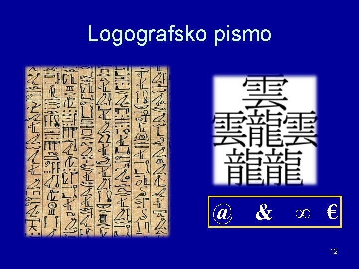 Logografsko pismo @ & ∞ € 12 Logografsko pismo @ & ∞ € 12