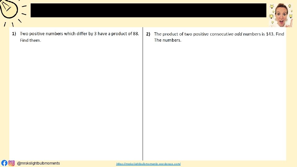 WORDED PROBLEMS @mrskslightbulbmoments https: //mrskslightbulbmoments. wordpress. com/ 