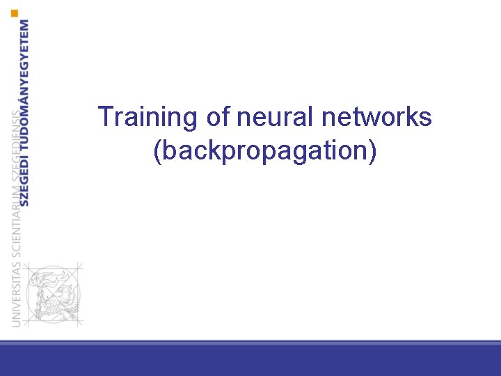 Training of neural networks (backpropagation) 