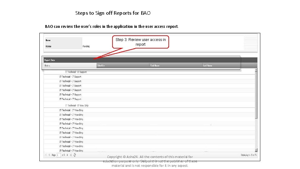 Steps to Sign off Reports for BAO can review the user’s roles in the Steps to Sign off Reports for BAO can review the user’s roles in the