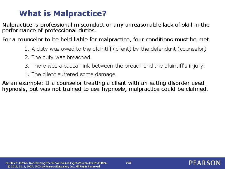 What is Malpractice? Malpractice is professional misconduct or any unreasonable lack of skill in