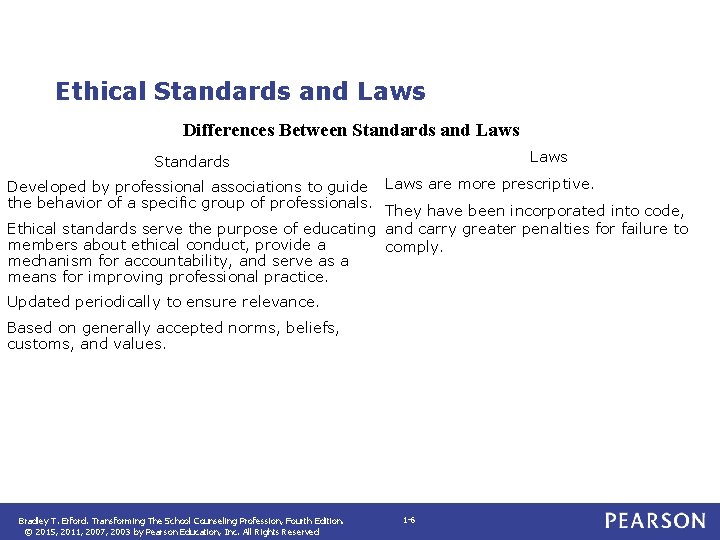 Ethical Standards and Laws Differences Between Standards and Laws Standards Developed by professional associations