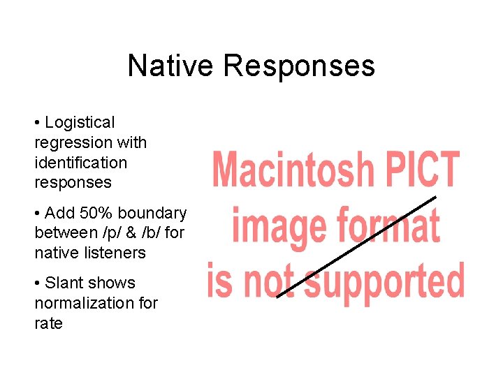 Native Responses • Logistical regression with identification responses • Add 50% boundary between /p/