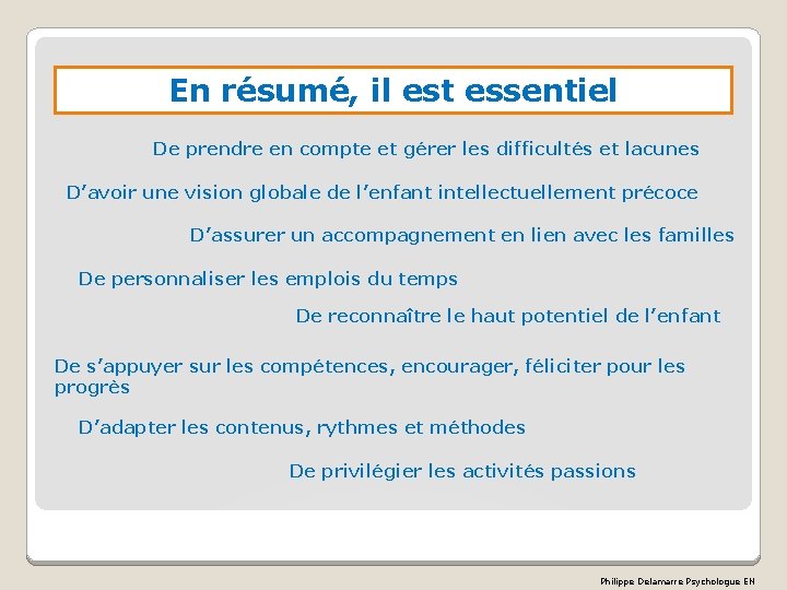 En résumé, il est essentiel De prendre en compte et gérer les difficultés et En résumé, il est essentiel De prendre en compte et gérer les difficultés et