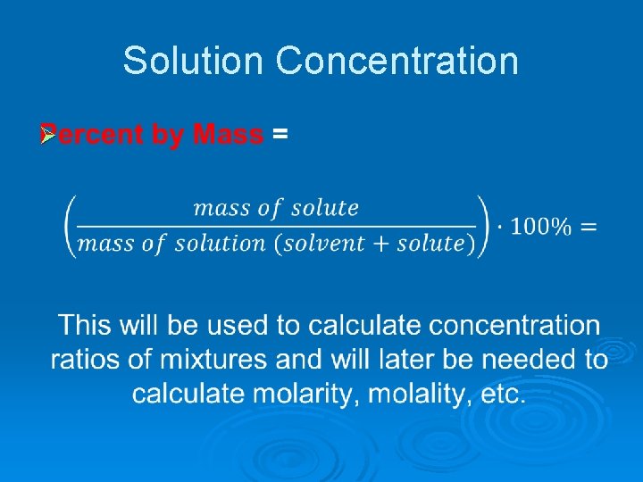 Solution Concentration Ø 