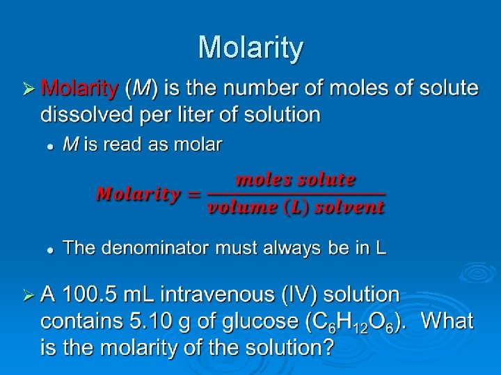 Molarity Ø 