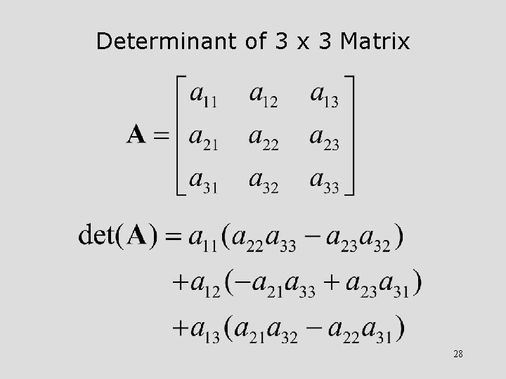Determinant of 3 x 3 Matrix 28 