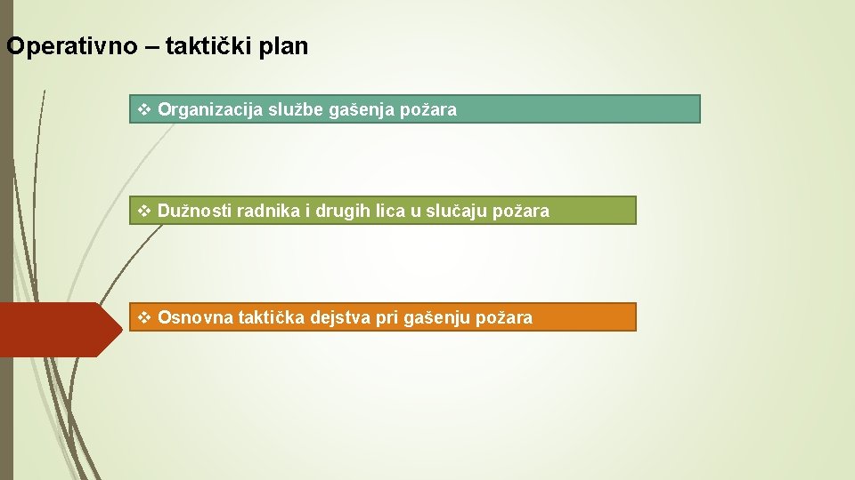 Operativno – taktički plan v Organizacija službe gašenja požara v Dužnosti radnika i drugih