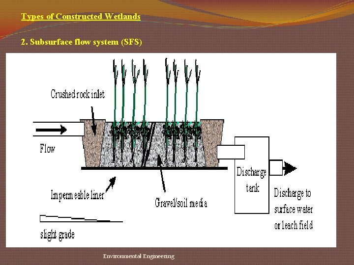 Types of Constructed Wetlands 2. Subsurface flow system (SFS) Environmental Engineering 