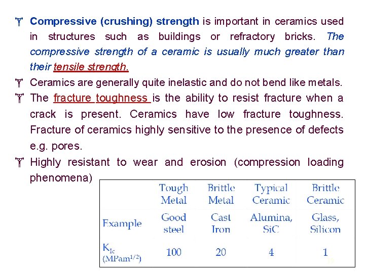  Compressive (crushing) strength is important in ceramics used in structures such as buildings