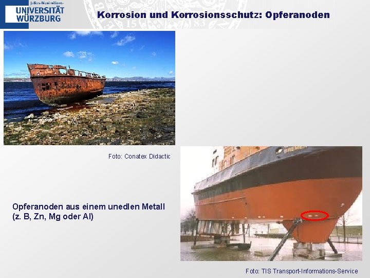 Korrosion und Korrosionsschutz: Opferanoden Foto: Conatex Didactic Opferanoden aus einem unedlen Metall (z. B,