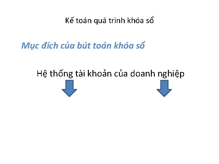 Kế toán quá trình khóa sổ Mục đích của bút toán khóa sổ Hệ