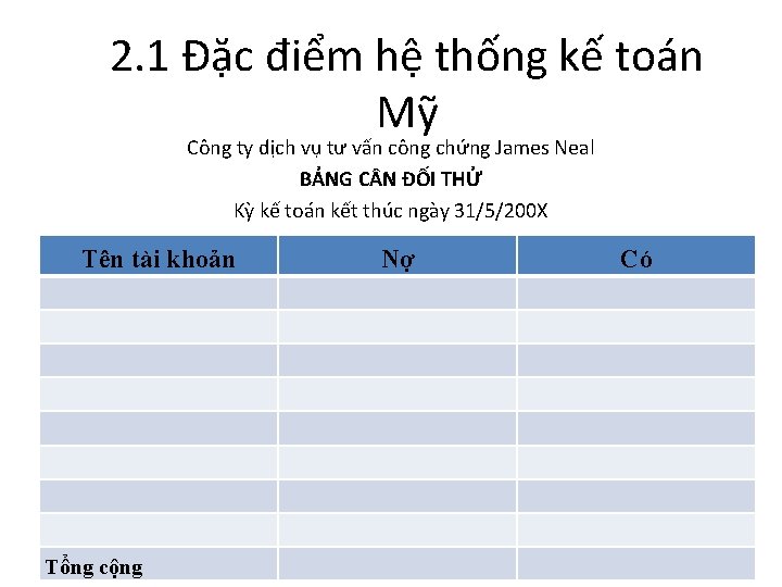 2. 1 Đặc điểm hệ thống kế toán Mỹ Công ty dịch vụ tư