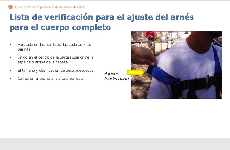 3 El uso de sistemas personales de detención de caídas Lista de verificación para