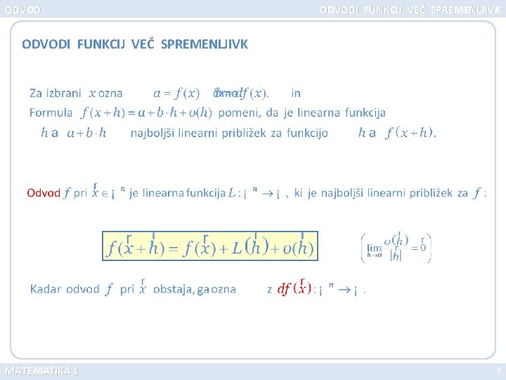 ODVODI FUNKCIJ VEČ SPREMENLJIVK MATEMATIKA 1 2 
