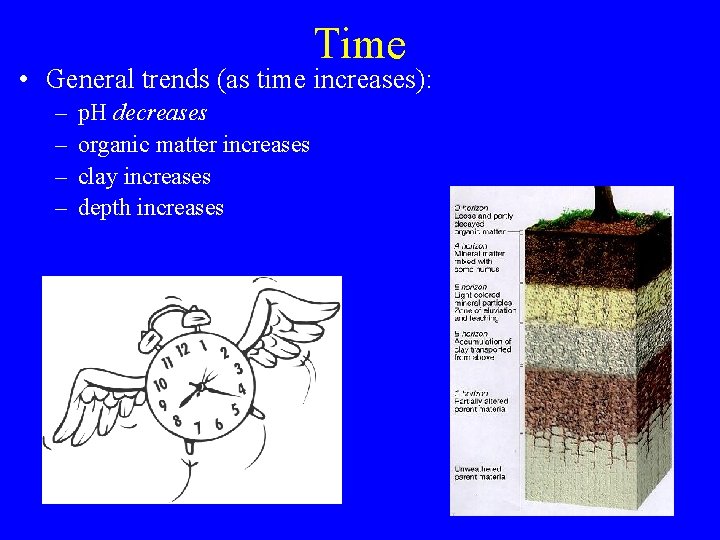 Time • General trends (as time increases): – – p. H decreases organic matter