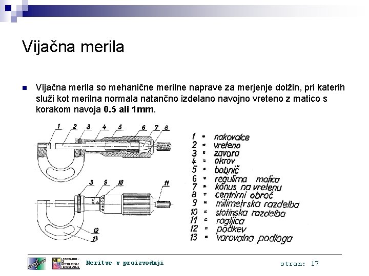 Vijačna merila n Vijačna merila so mehanične merilne naprave za merjenje dolžin, pri katerih