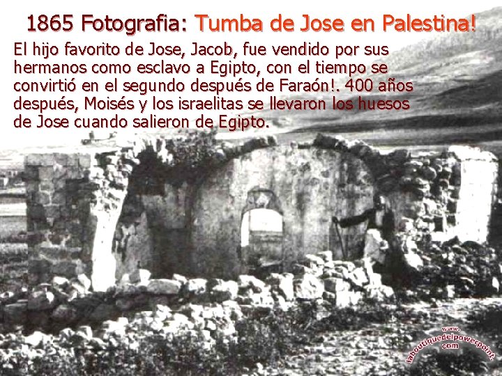 1865 Fotografia: Tumba de Jose en Palestina! El hijo favorito de Jose, Jacob, fue