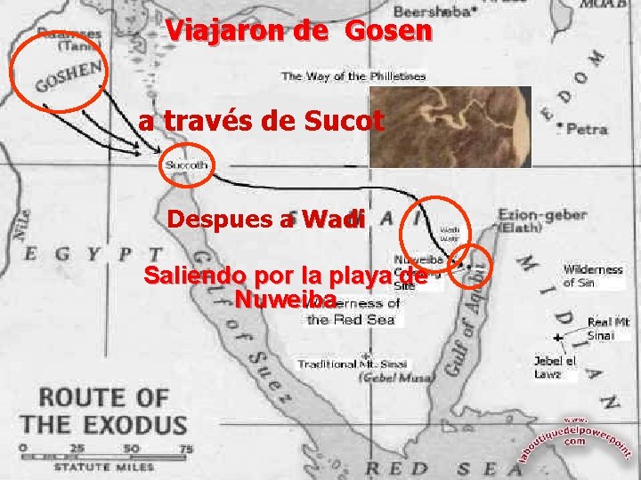 Viajaron de Gosen a través de Sucot Despues a Wadi Saliendo por la playa