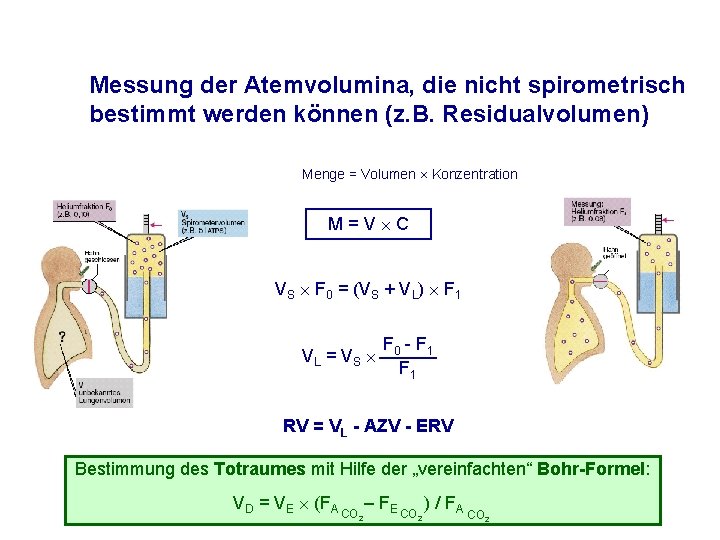 Messung der Atemvolumina, die nicht spirometrisch bestimmt werden können (z. B. Residualvolumen) Menge =