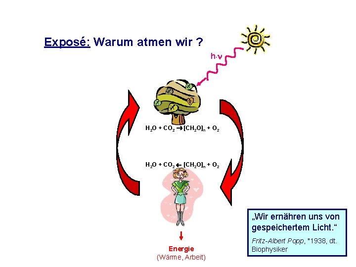 Exposé: Warum atmen wir ? h H 2 O + CO 2 [CH 2