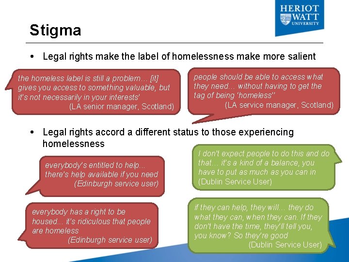 Stigma Legal rights make the label of homelessness make more salient the homeless label