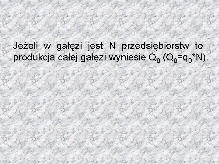 Jeżeli w gałęzi jest N przedsiębiorstw to produkcja całej gałęzi wyniesie Q 0 (Q