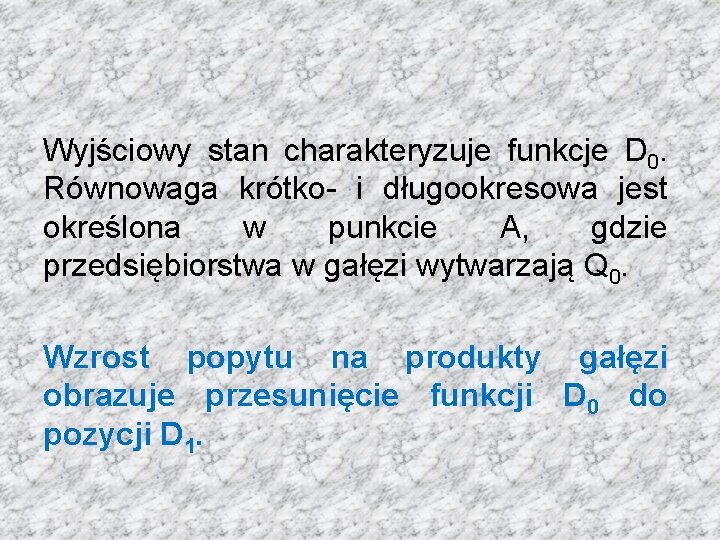 Wyjściowy stan charakteryzuje funkcje D 0. Równowaga krótko- i długookresowa jest określona w punkcie