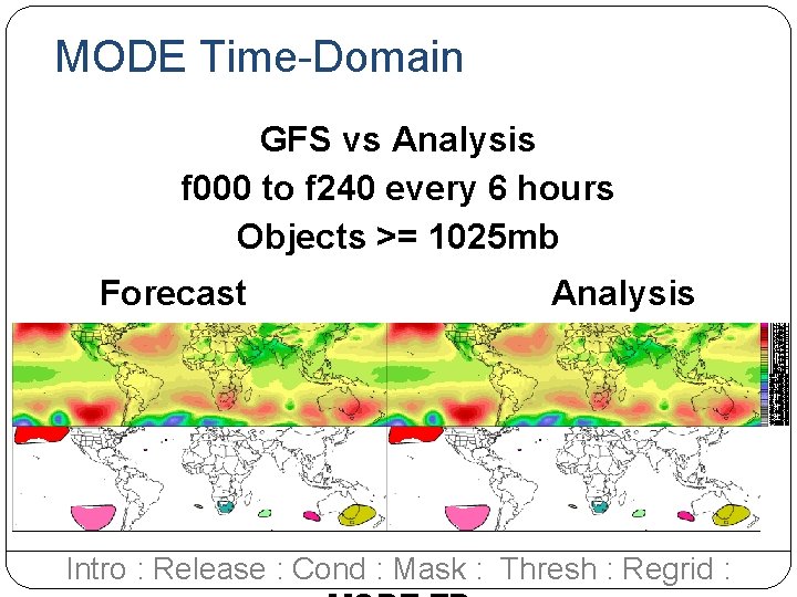 MODE Time-Domain GFS vs Analysis f 000 to f 240 every 6 hours Objects