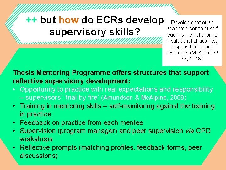 ++ but how do ECRs develop Development of an academic sense of self supervisory