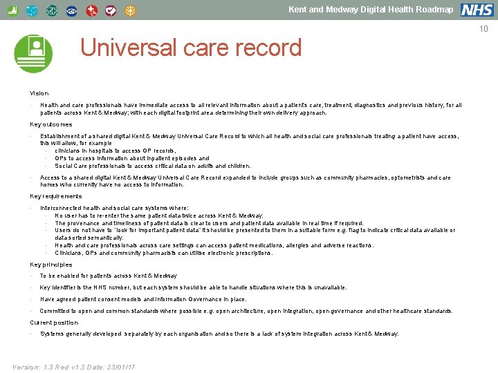 Kent and Medway Digital Health Roadmap Universal care record Vision • Health and care