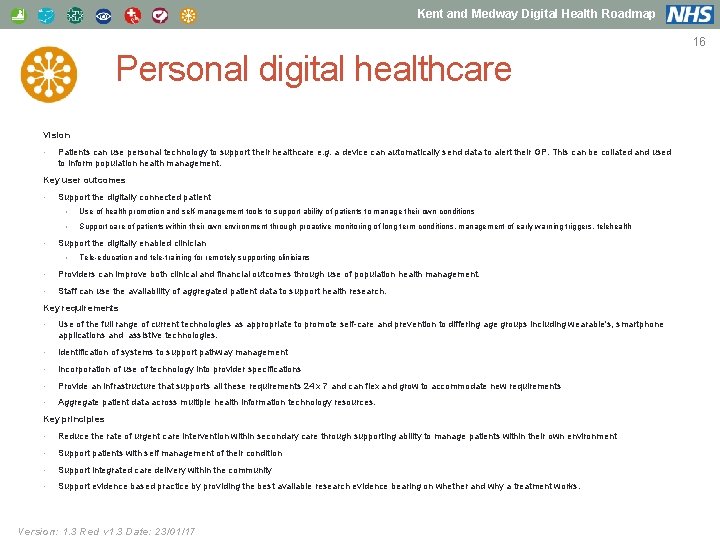 Kent and Medway Digital Health Roadmap Personal digital healthcare Vision • Patients can use