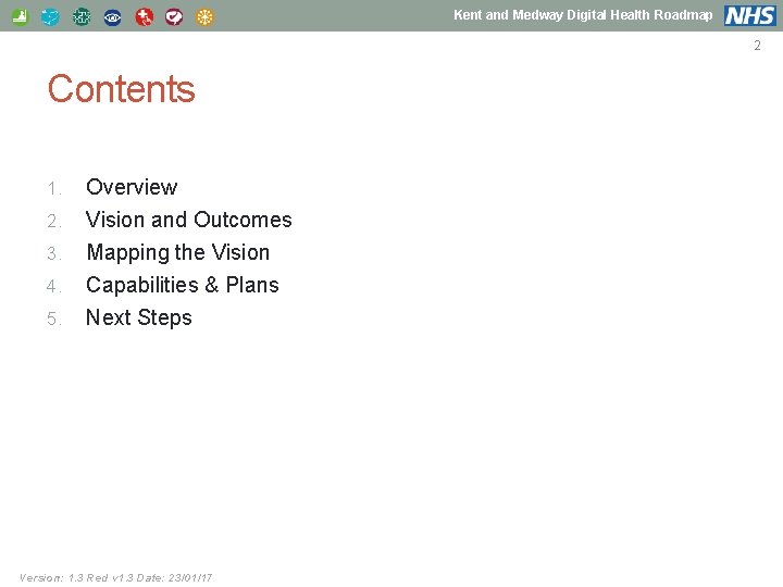 Kent and Medway Digital Health Roadmap 2 Contents 1. Overview 2. Vision and Outcomes