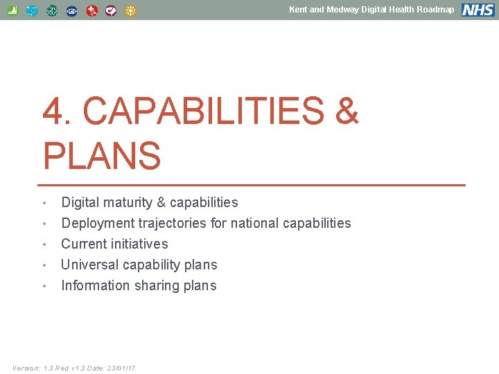 Kent and Medway Digital Health Roadmap 4. CAPABILITIES & PLANS • • • Digital