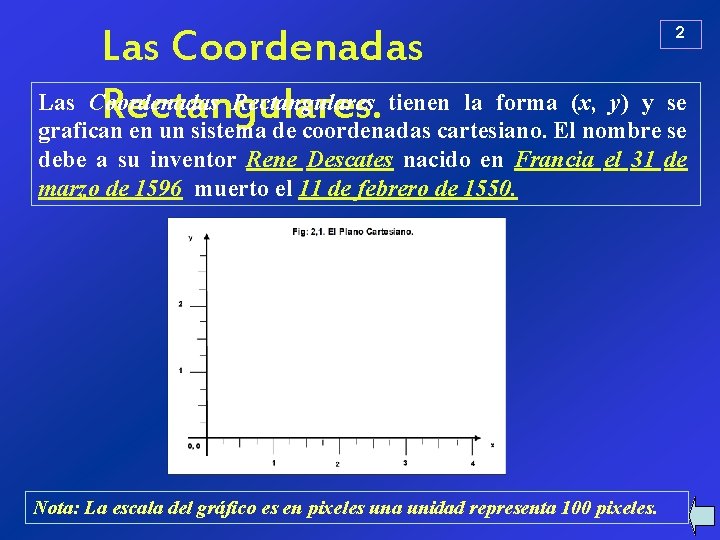 Las Coordenadas Rectangulares tienen la forma (x, y) y se Rectangulares. grafican en un