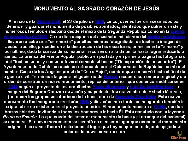 MONUMENTO AL SAGRADO CORAZÓN DE JESÚS Al inicio de la Guerra Civil, el 23 MONUMENTO AL SAGRADO CORAZÓN DE JESÚS Al inicio de la Guerra Civil, el 23