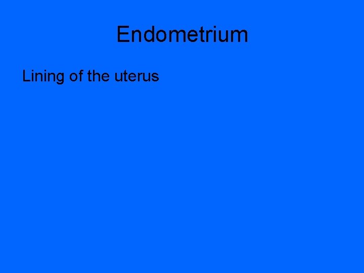 Endometrium Lining of the uterus 