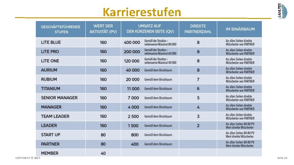 Karrierestufen COPYRIGHT © 2015 Seite 14 