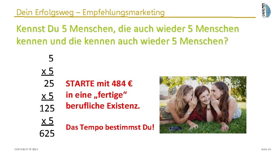 Dein Erfolgsweg – Empfehlungsmarketing Kennst Du 5 Menschen, die auch wieder 5 Menschen kennen