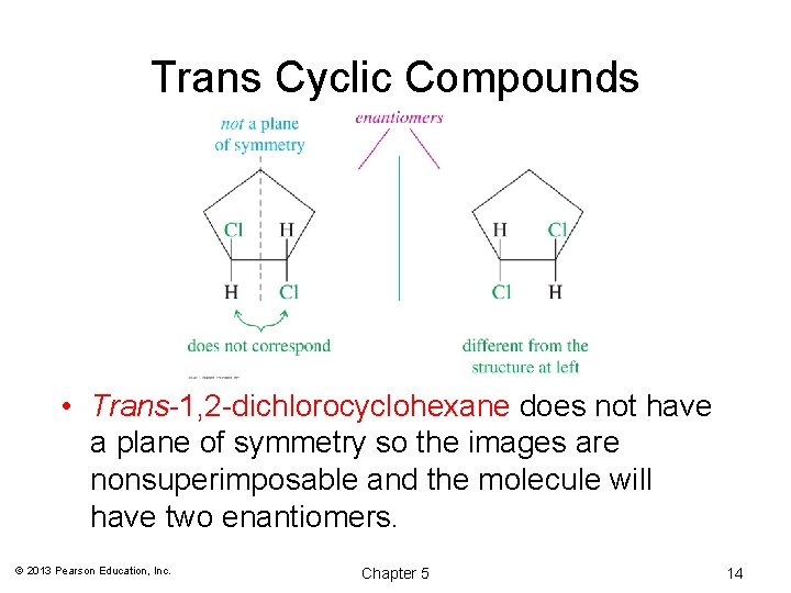 Trans Cyclic Compounds • Trans-1, 2 -dichlorocyclohexane does not have a plane of symmetry